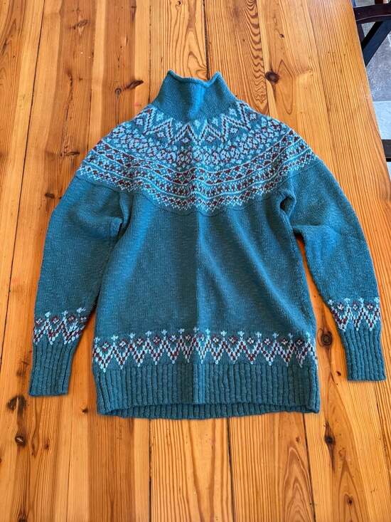 L.L.Bean Sweaters - L.L. Bean Fair Isle Turtleneck Sweater Size S Blue Wool Blend